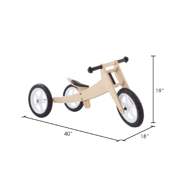 3-in-1 Balance Bike, Multistage Wooden Walking Tricycle Convertible, Boys/Girls Toy, Indoor/Outdoor